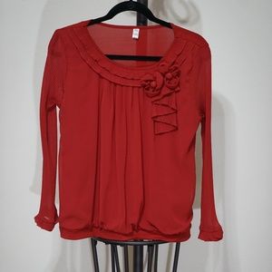 Red Blouse Long Sleeves